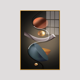 Acrylic Wall Paintings - 3D Geometry Abstract Stereo Art with Golden Background - Lee Broom Eclipse Style